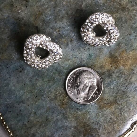 Pave Knotted Stud Earrings, Vintage - Picture 3 of 4